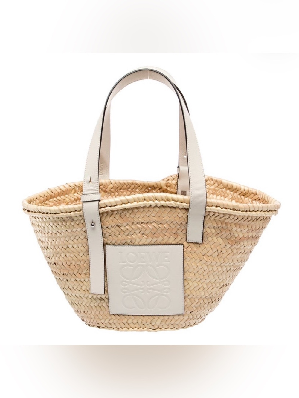 Loewe Rafia Basket Tote with Cream Leather Trim